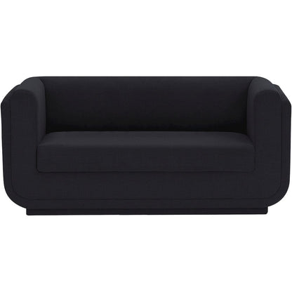 Kimora Black Linen Textured Fabric Loveseat