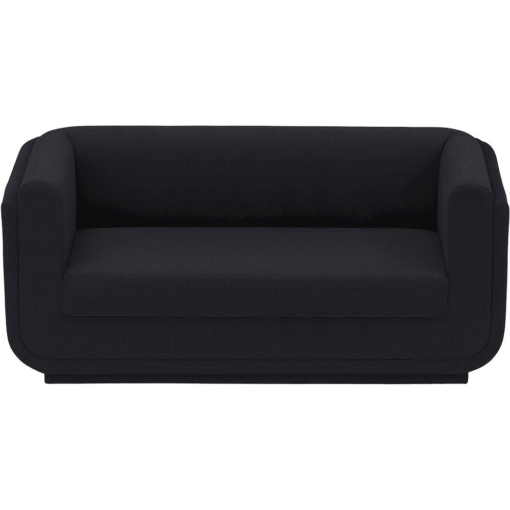 Kimora Black Linen Textured Fabric Loveseat