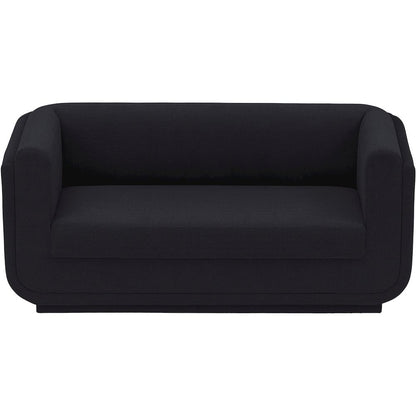 Kimora Black Linen Textured Fabric Loveseat