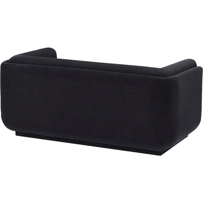 Kimora Black Linen Textured Fabric Loveseat
