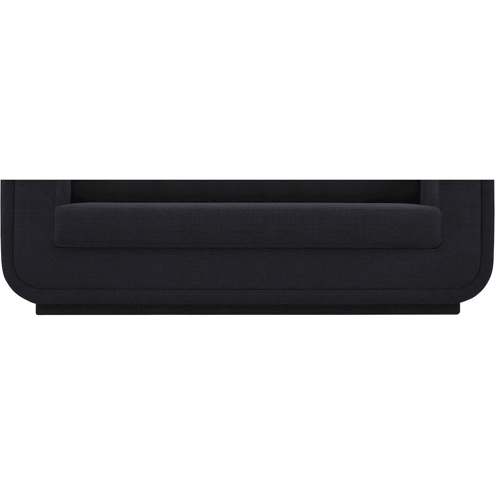 Kimora Black Linen Textured Fabric Loveseat