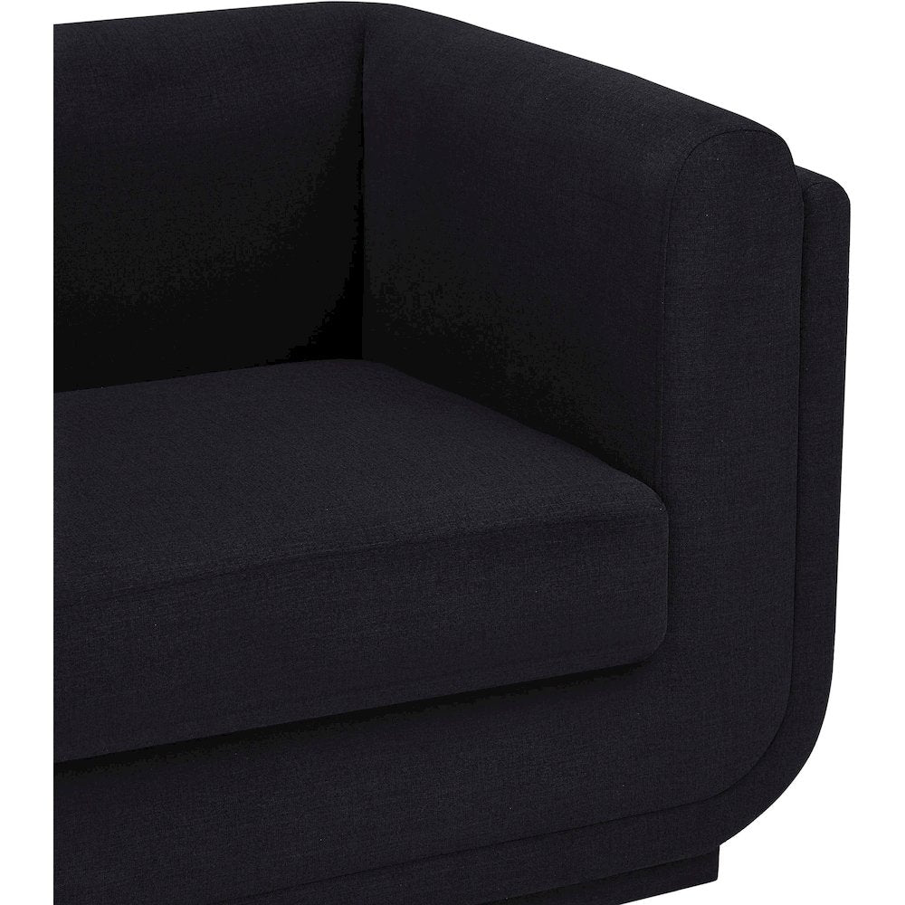 Kimora Black Linen Textured Fabric Loveseat