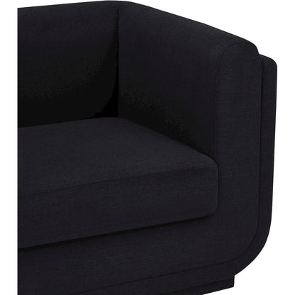 Kimora Black Linen Textured Fabric Loveseat