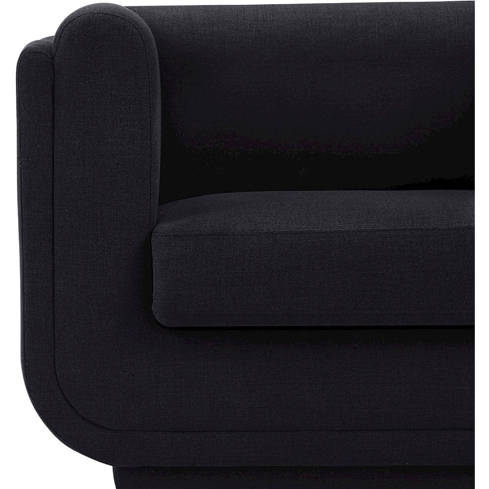 Kimora Black Linen Textured Fabric Loveseat