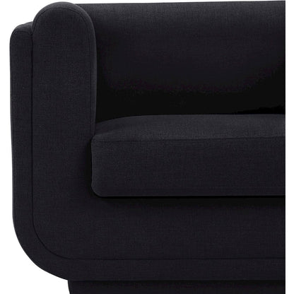 Kimora Black Linen Textured Fabric Loveseat