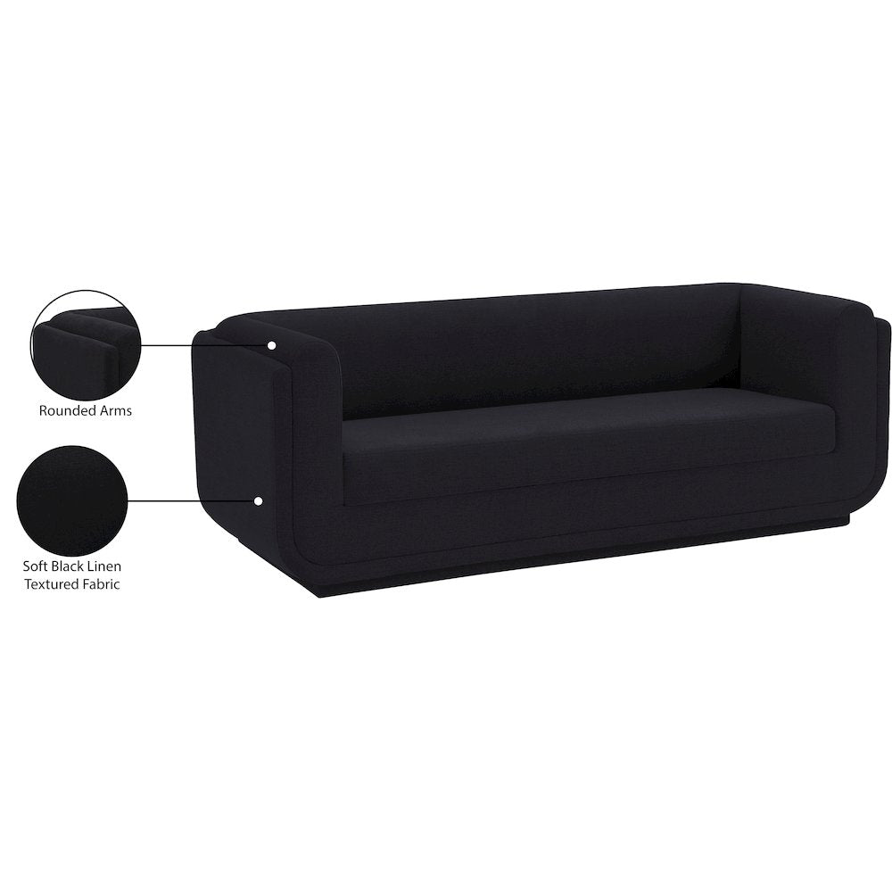 Kimora Black Linen Textured Fabric Sofa