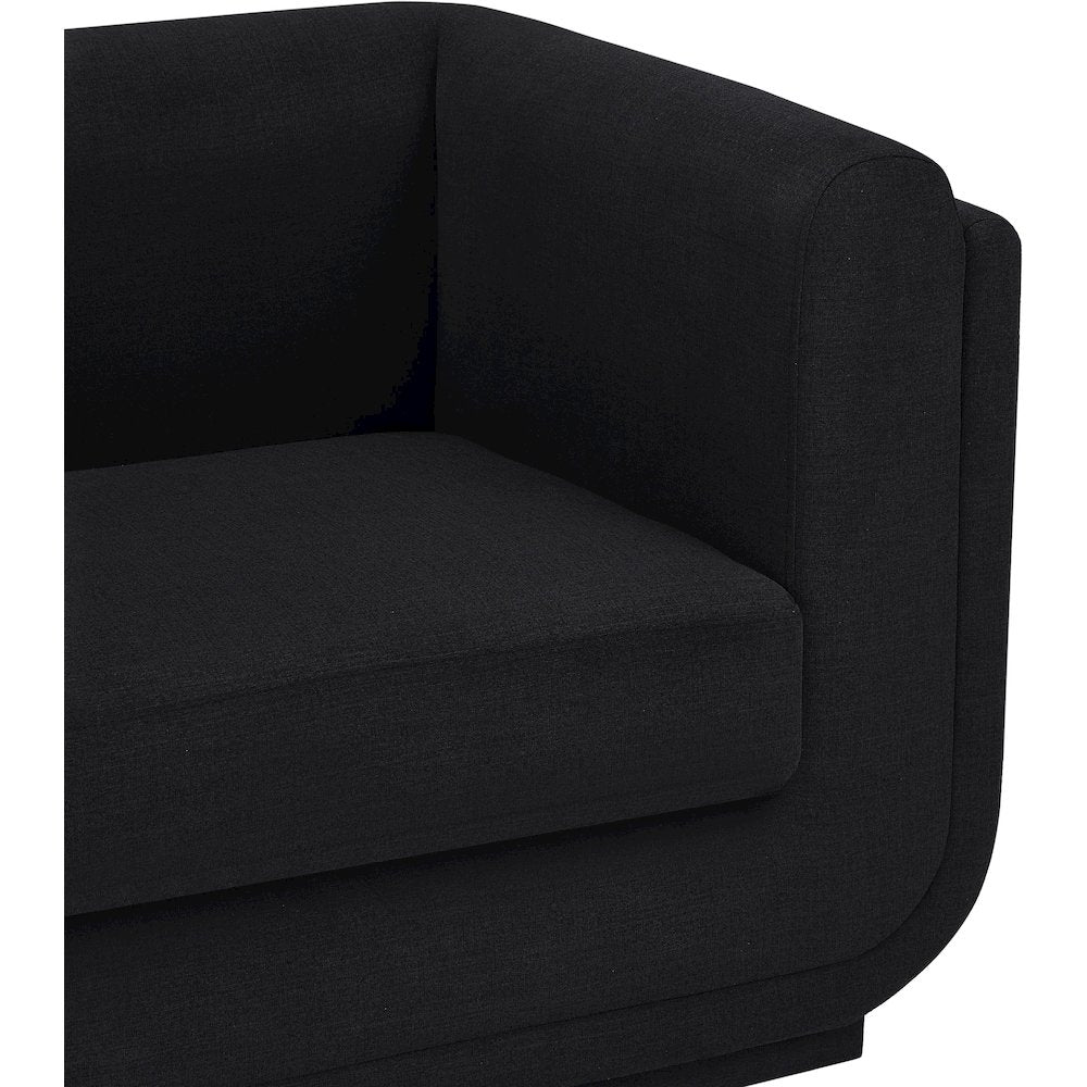 Kimora Black Linen Textured Fabric Sofa
