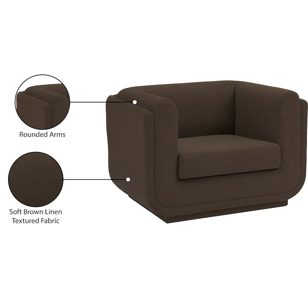Kimora Brown Linen Textured Fabric Chair