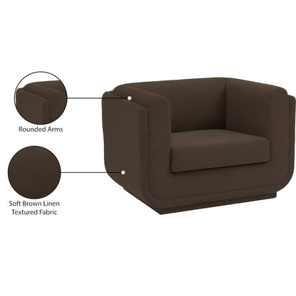 Kimora Brown Linen Textured Fabric Chair