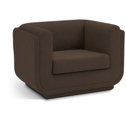 Kimora Brown Linen Textured Fabric Chair