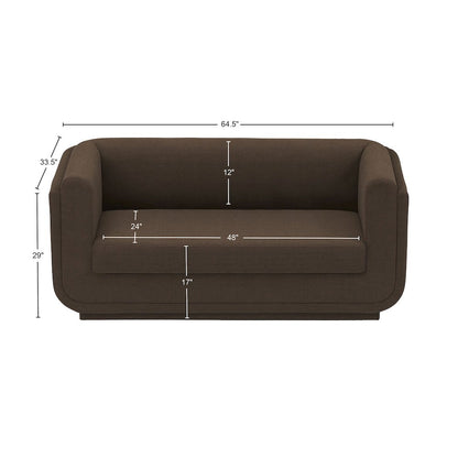 Kimora Brown Linen Textured Fabric Loveseat