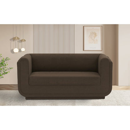 Kimora Brown Linen Textured Fabric Loveseat