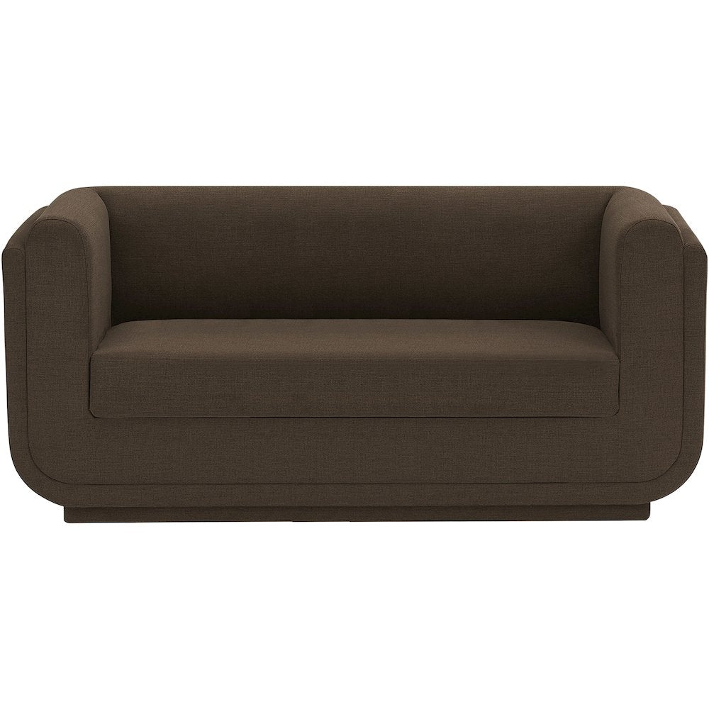 Kimora Brown Linen Textured Fabric Loveseat