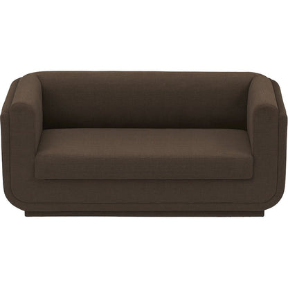 Kimora Brown Linen Textured Fabric Loveseat