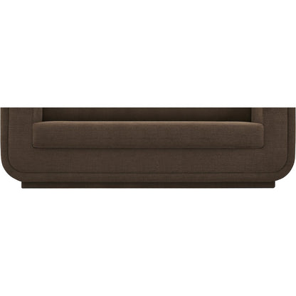 Kimora Brown Linen Textured Fabric Loveseat