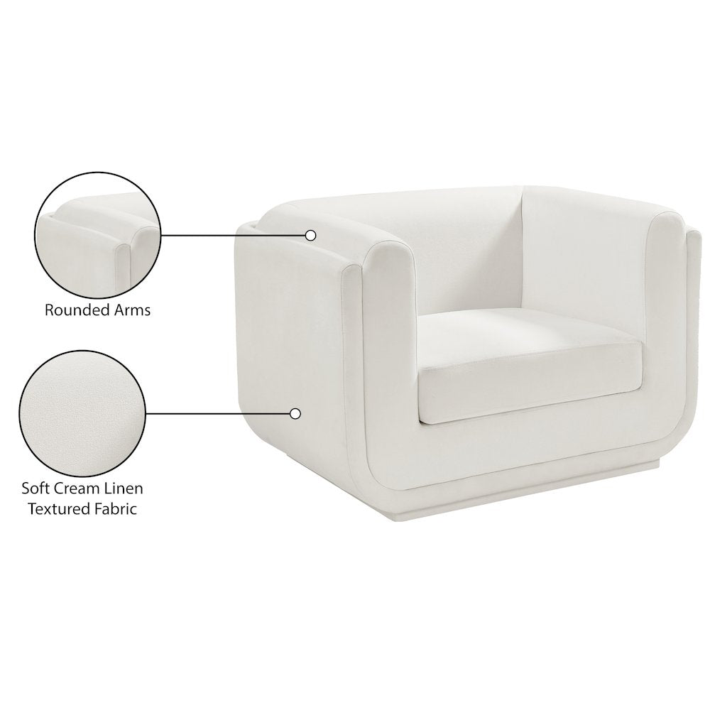 Kimora Cream Linen Textured Fabric Chair
