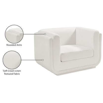 Kimora Cream Linen Textured Fabric Chair