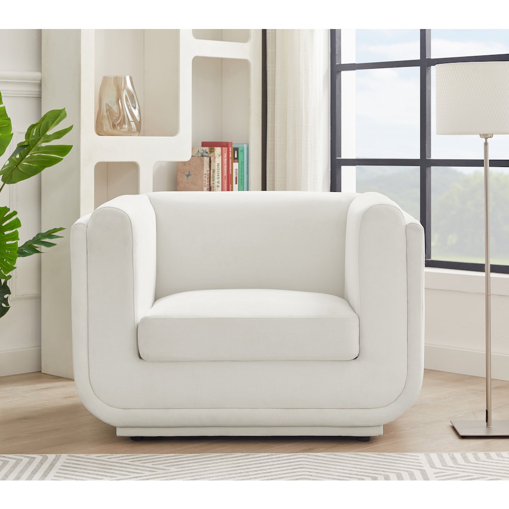 Kimora Cream Linen Textured Fabric Chair