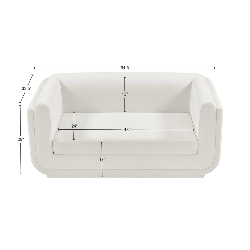 Kimora Cream Linen Textured Fabric Loveseat