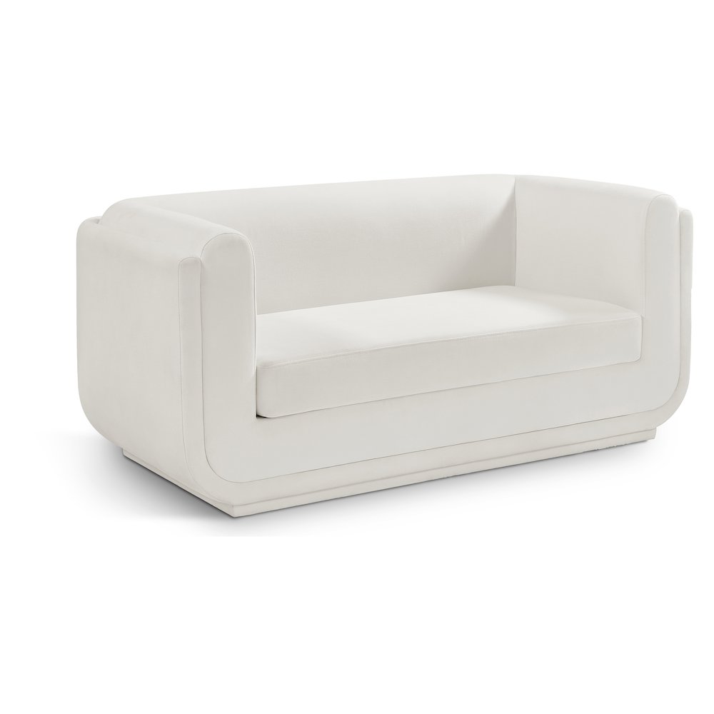 Kimora Cream Linen Textured Fabric Loveseat