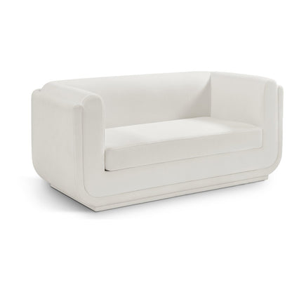 Kimora Cream Linen Textured Fabric Loveseat
