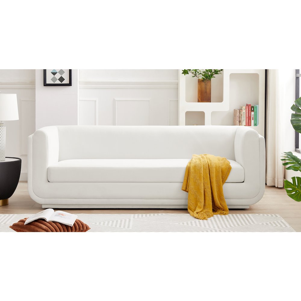 Kimora Cream Linen Textured Fabric Sofa