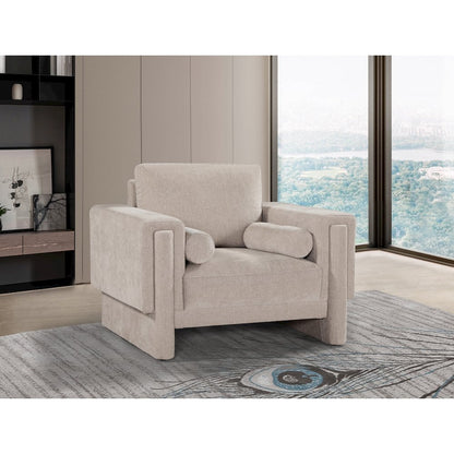 Madeline Beige Chenille Fabric Chair