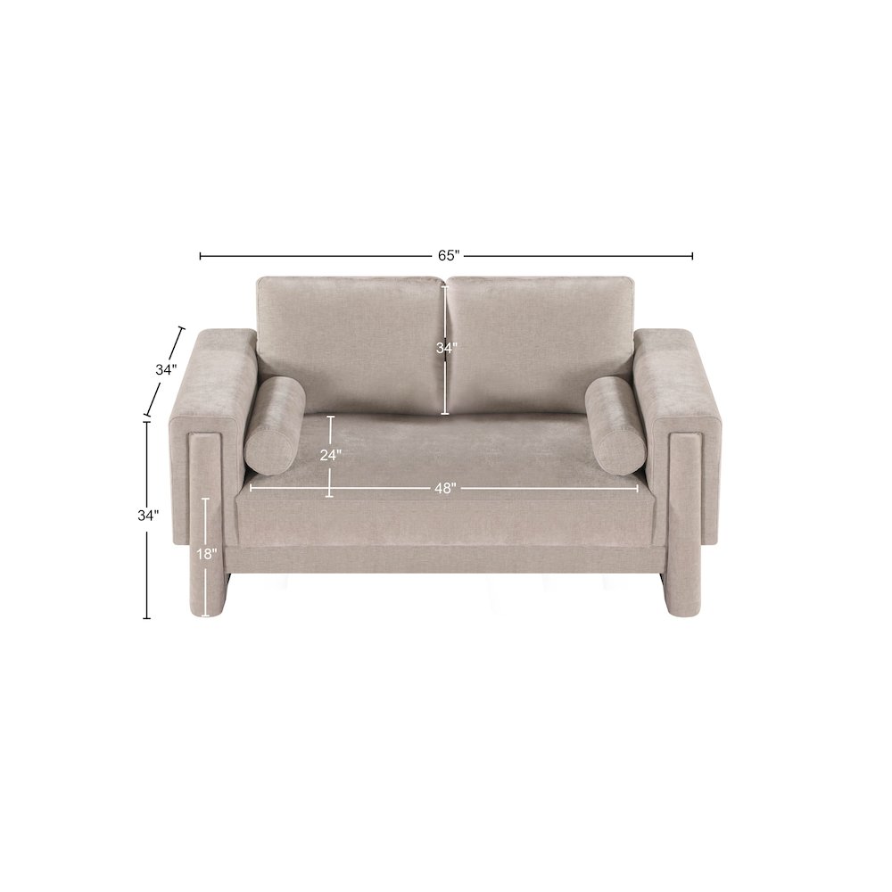 Madeline Beige Chenille Fabric Loveseat
