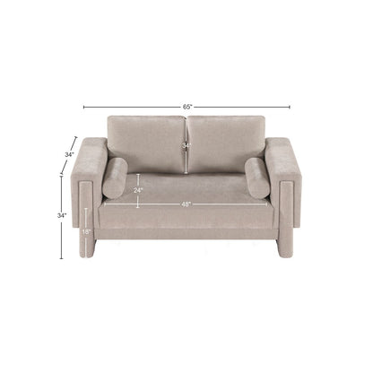 Madeline Beige Chenille Fabric Loveseat