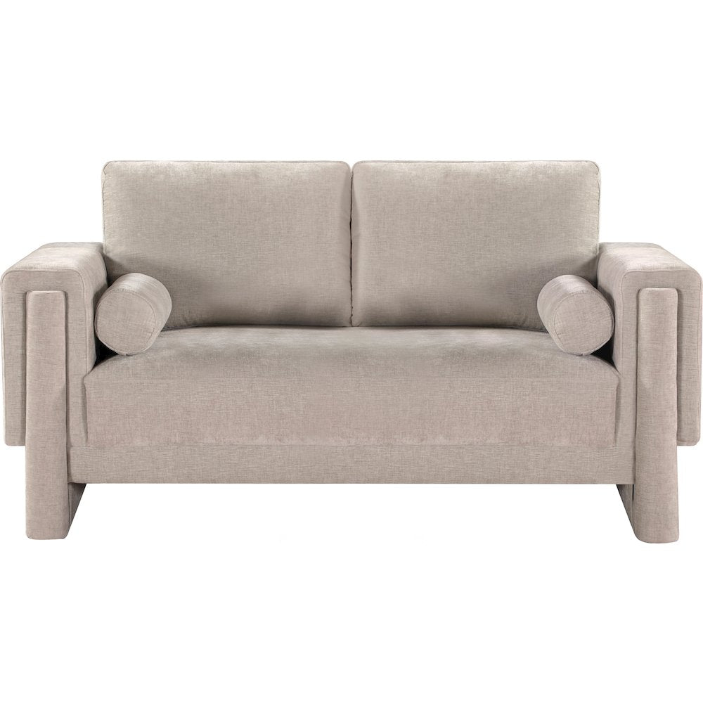 Madeline Beige Chenille Fabric Loveseat