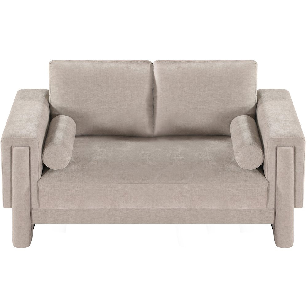 Madeline Beige Chenille Fabric Loveseat