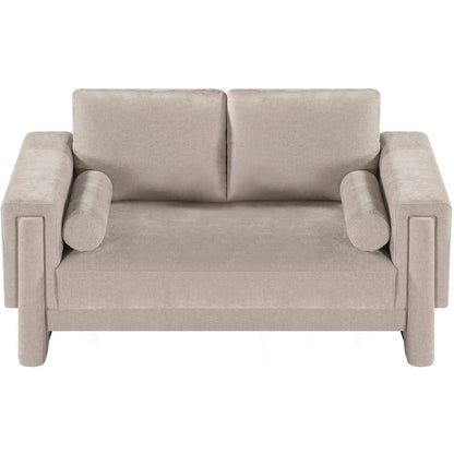 Madeline Beige Chenille Fabric Loveseat