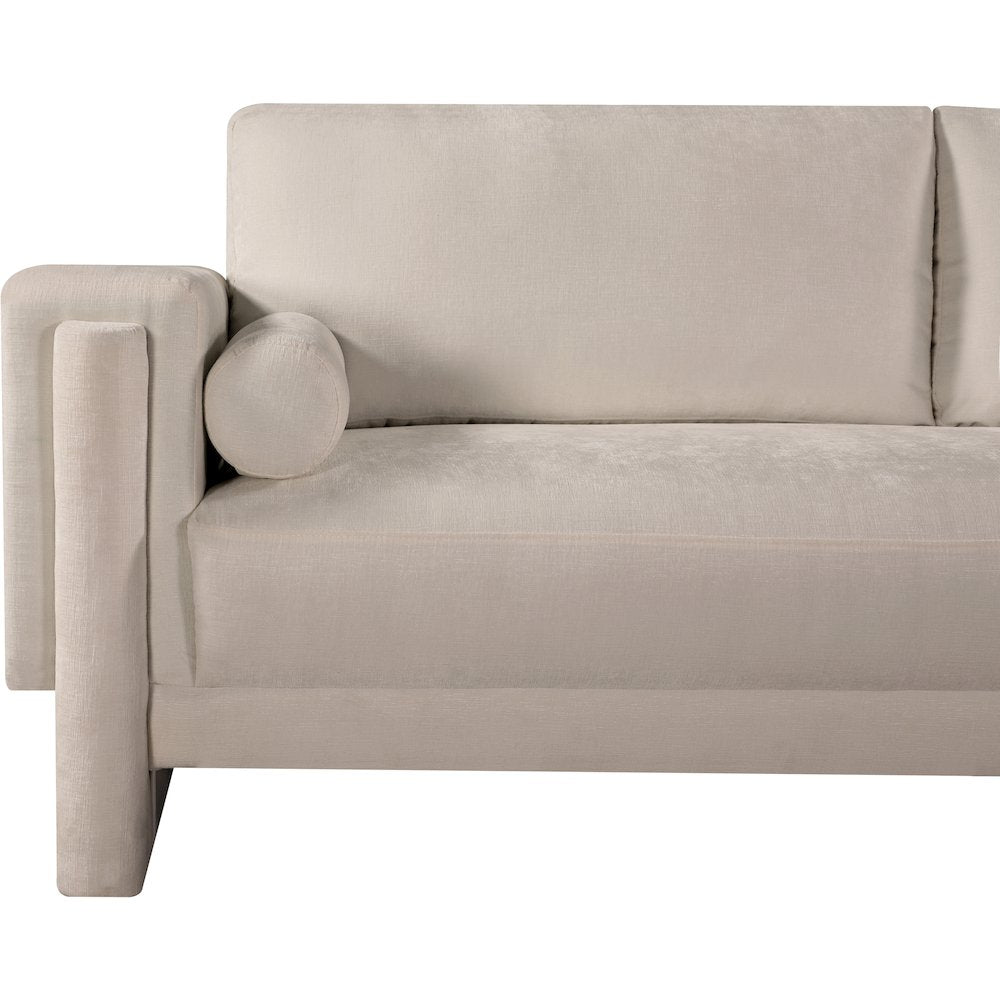 Madeline Beige Chenille Fabric Loveseat