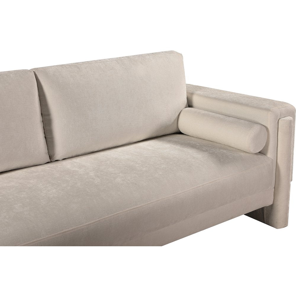 Madeline Beige Chenille Fabric Loveseat