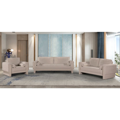 Madeline Beige Chenille Fabric Sofa