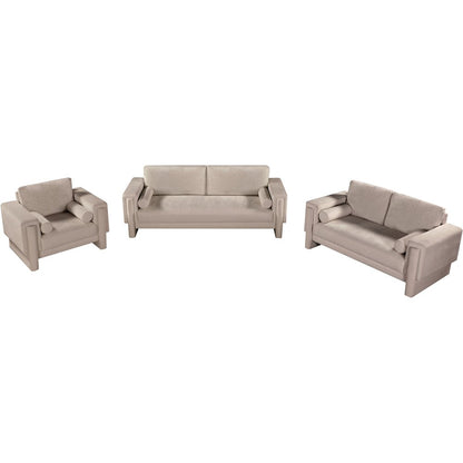 Madeline Beige Chenille Fabric Sofa
