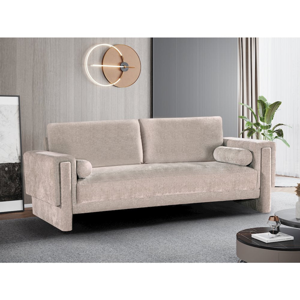 Madeline Beige Chenille Fabric Sofa