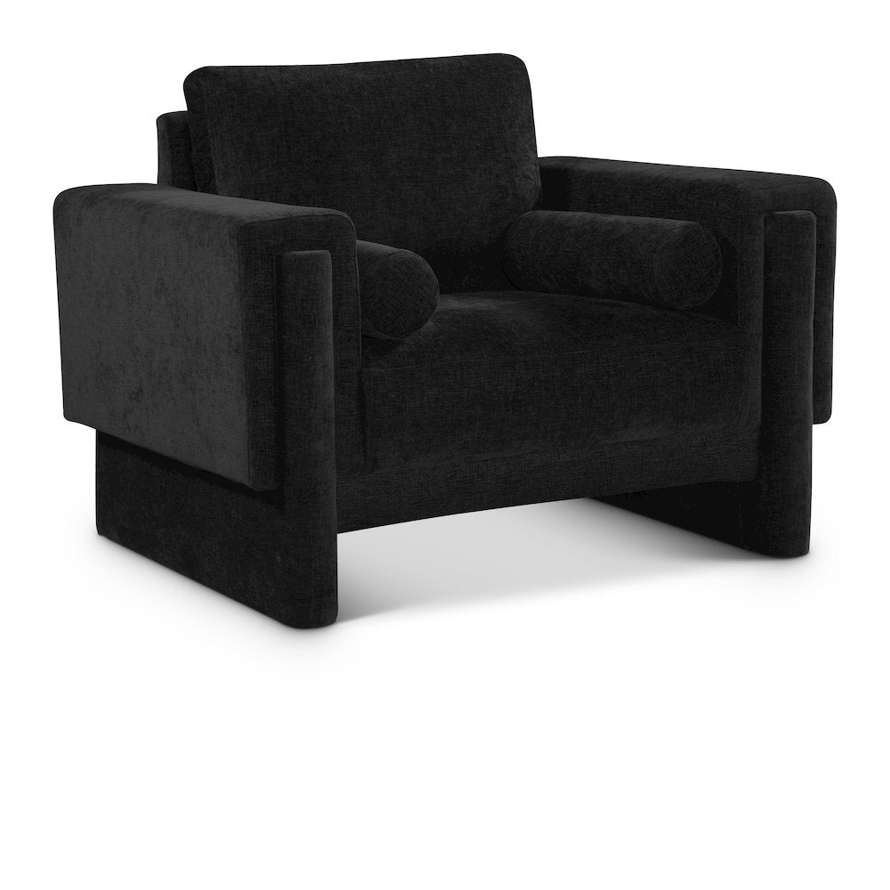 Madeline Black Chenille Fabric Chair