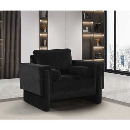 Madeline Black Chenille Fabric Chair