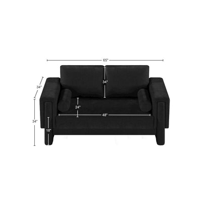 Madeline Black Chenille Fabric Loveseat
