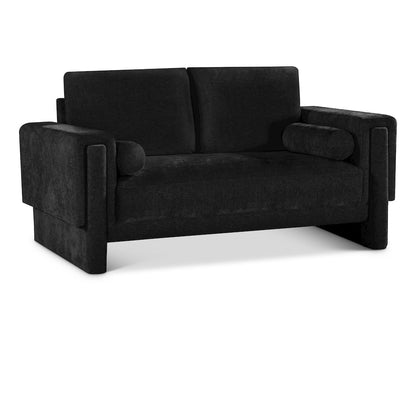 Madeline Black Chenille Fabric Loveseat