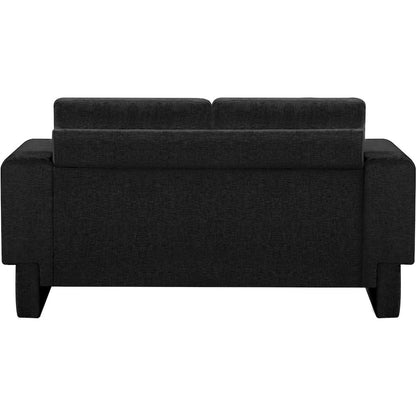 Madeline Black Chenille Fabric Loveseat