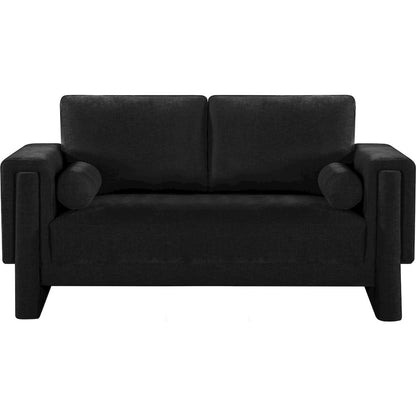 Madeline Black Chenille Fabric Loveseat