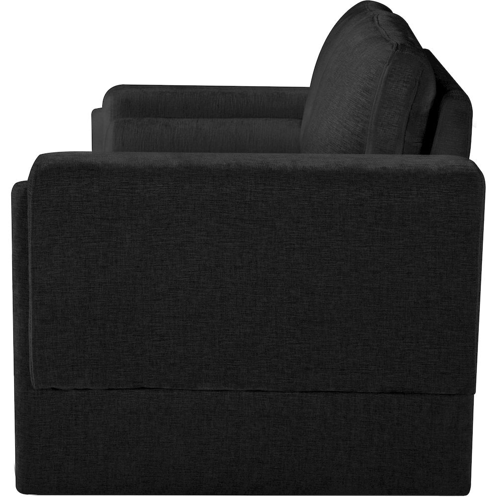 Madeline Black Chenille Fabric Loveseat