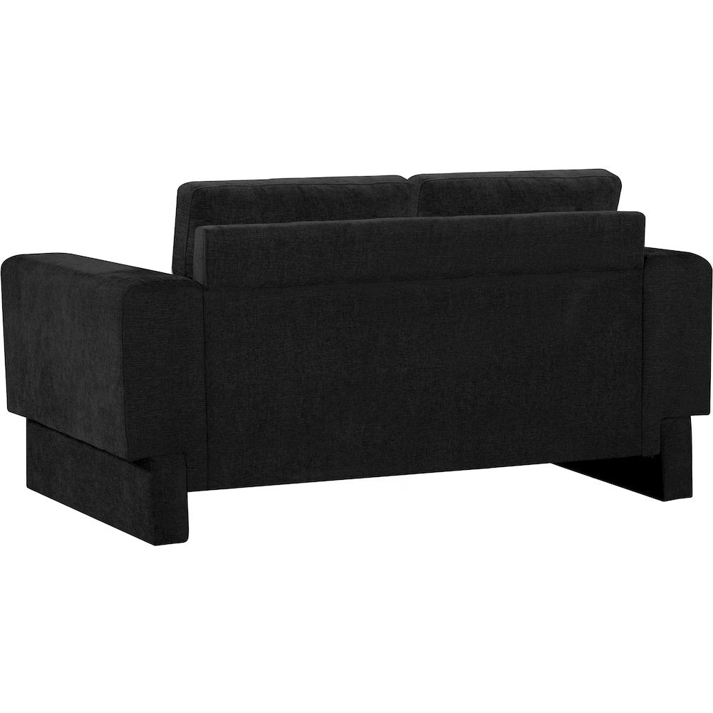 Madeline Black Chenille Fabric Loveseat