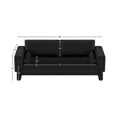 Madeline Black Chenille Fabric Sofa