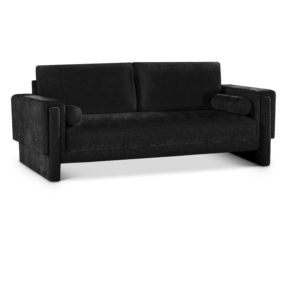 Madeline Black Chenille Fabric Sofa