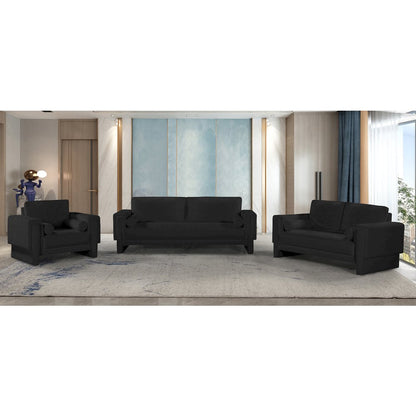 Madeline Black Chenille Fabric Sofa