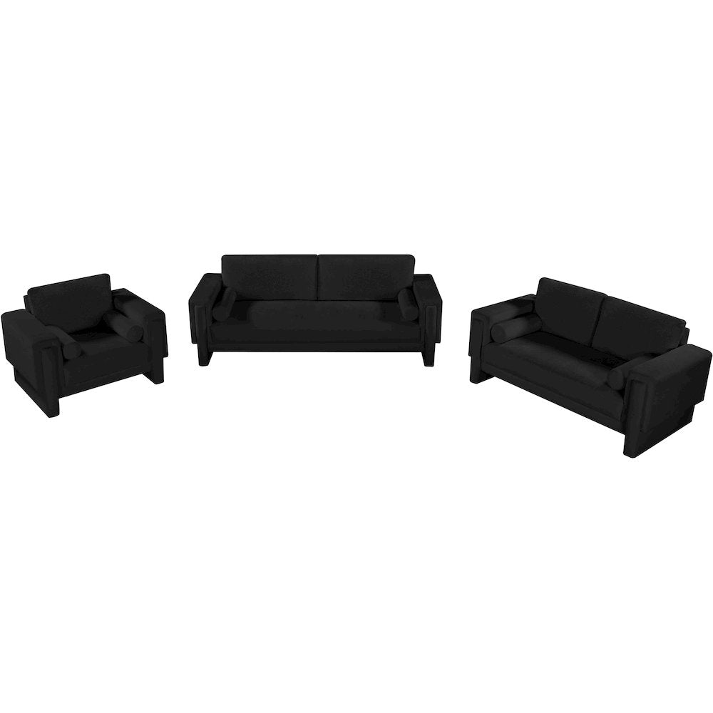 Madeline Black Chenille Fabric Sofa