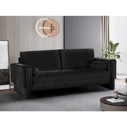 Madeline Black Chenille Fabric Sofa
